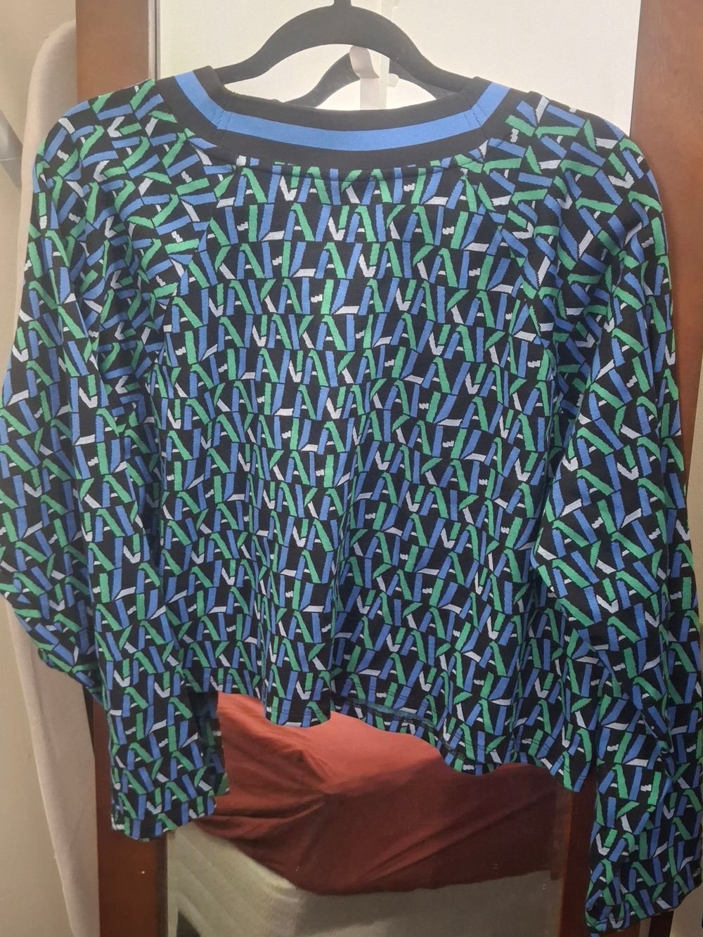 Geometric Blue & Green Crewneck Sweater